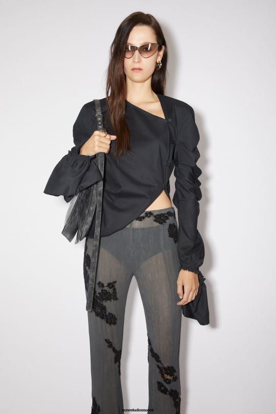 Acne Studios vaatteet musta 0VF2B190 epäsymmetrinen pusero kiitotien show