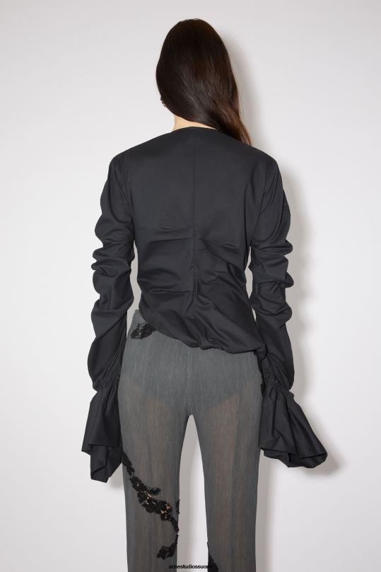 Acne Studios vaatteet musta 0VF2B190 epäsymmetrinen pusero kiitotien show
