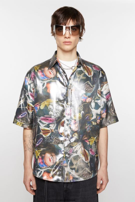 Acne Studios vaatteet musta monivärinen 0VF2B994 lyhythihainen paita