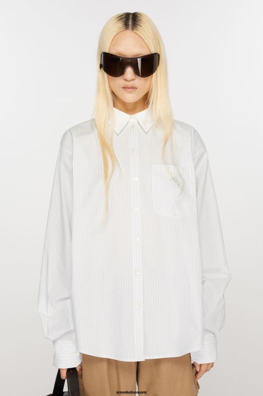 Acne Studios vaatteet oliivinvihreä/valkoinen 0VF2B171 raidallinen paita