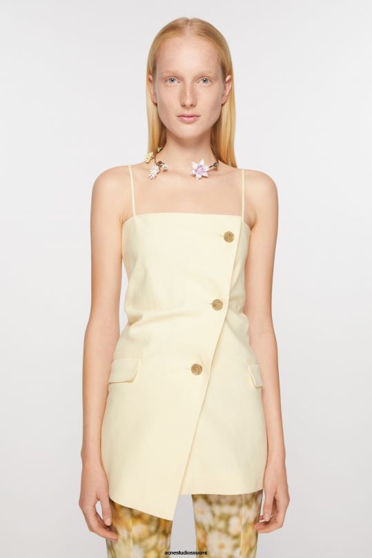 Acne Studios vaatteet pehmeä keltainen 0VF2B174 hihna puvun toppi