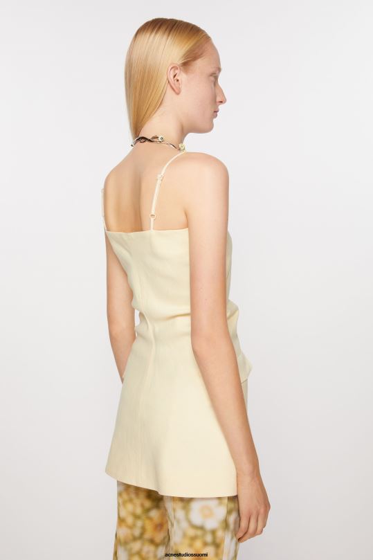 Acne Studios vaatteet pehmeä keltainen 0VF2B174 hihna puvun toppi