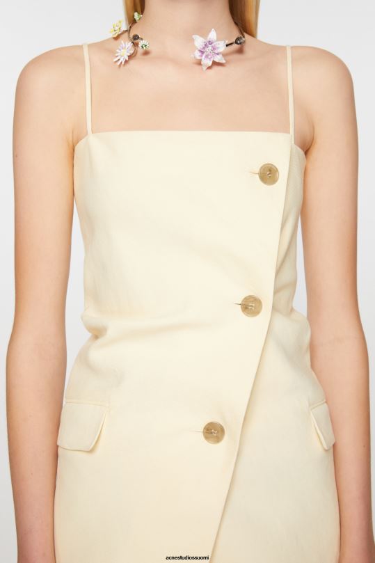 Acne Studios vaatteet pehmeä keltainen 0VF2B174 hihna puvun toppi