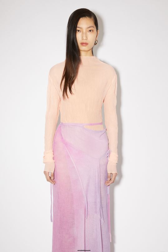 Acne Studios vaatteet persikan pinkki 0VF2B182 ryppyinen korkea kaula top kiitotien show