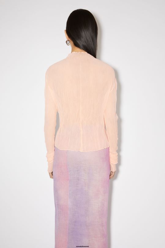 Acne Studios vaatteet persikan pinkki 0VF2B182 ryppyinen korkea kaula top kiitotien show