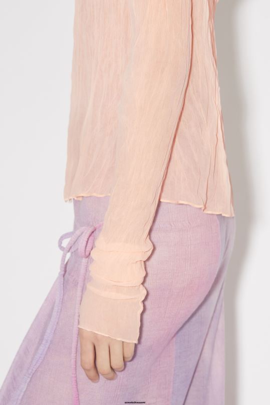 Acne Studios vaatteet persikan pinkki 0VF2B182 ryppyinen korkea kaula top kiitotien show