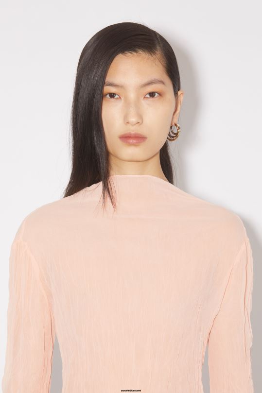 Acne Studios vaatteet persikan pinkki 0VF2B182 ryppyinen korkea kaula top kiitotien show
