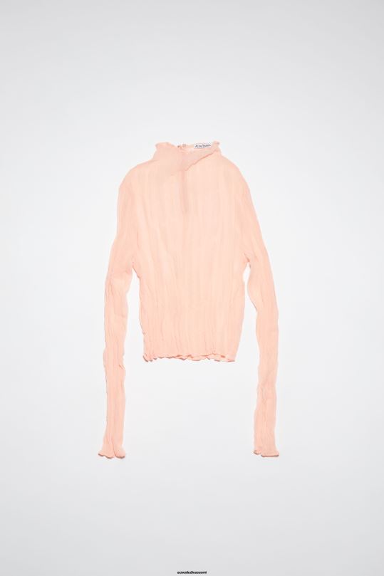 Acne Studios vaatteet persikan pinkki 0VF2B182 ryppyinen korkea kaula top kiitotien show