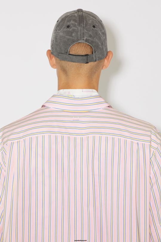 Acne Studios vaatteet pinkki/keltainen 0VF2B1000 raidallinen napillinen paita unisex