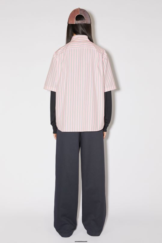 Acne Studios vaatteet pinkki/keltainen 0VF2B177 raidallinen napillinen paita unisex