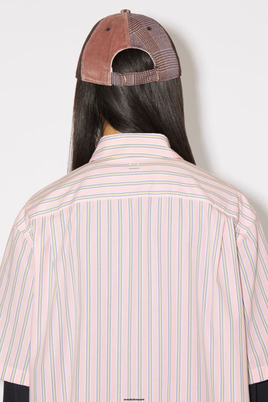 Acne Studios vaatteet pinkki/keltainen 0VF2B177 raidallinen napillinen paita unisex