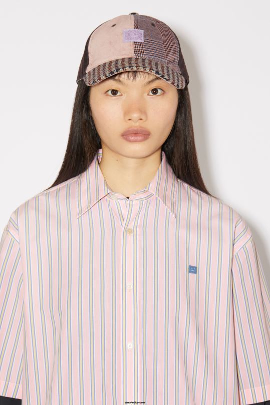 Acne Studios vaatteet pinkki/keltainen 0VF2B177 raidallinen napillinen paita unisex