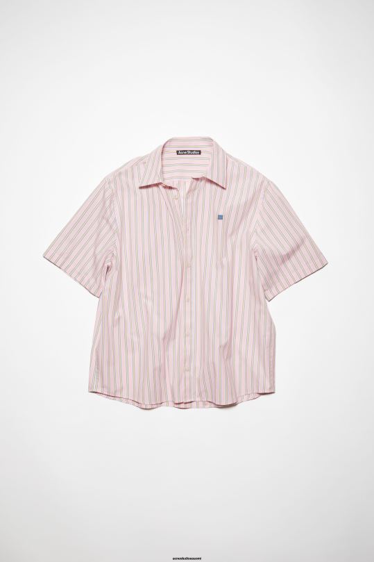 Acne Studios vaatteet pinkki/keltainen 0VF2B177 raidallinen napillinen paita unisex
