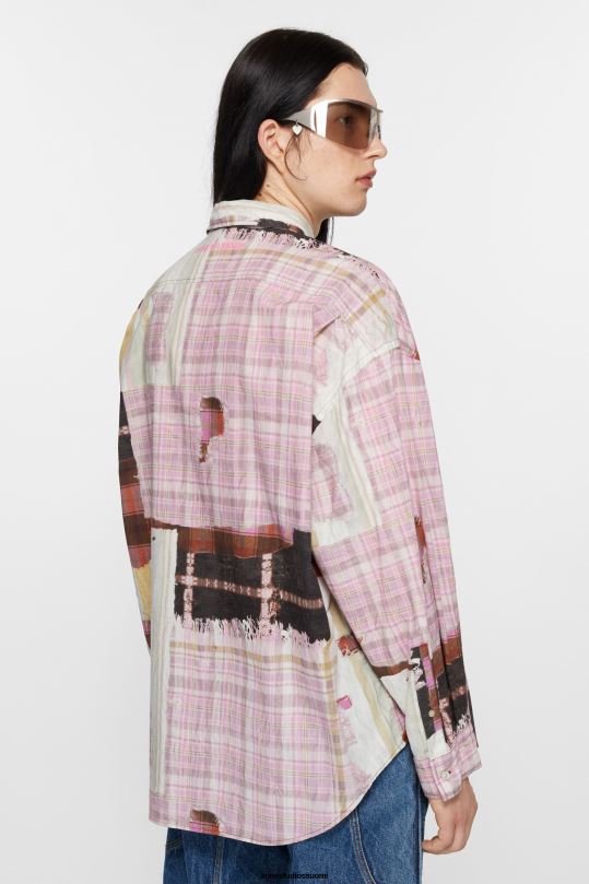 Acne Studios vaatteet pinkki monivärinen 0VF2B993 painatus napittava paita