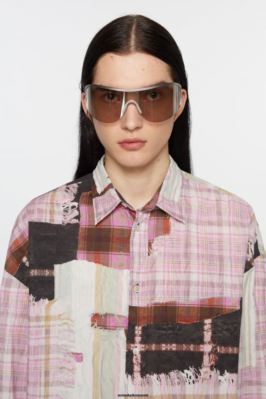 Acne Studios vaatteet pinkki monivärinen 0VF2B993 painatus napittava paita