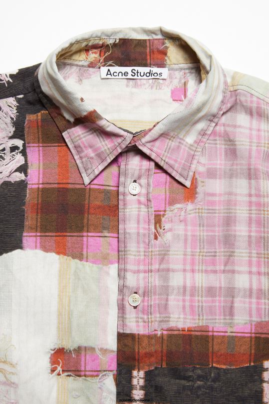 Acne Studios vaatteet pinkki monivärinen 0VF2B993 painatus napittava paita