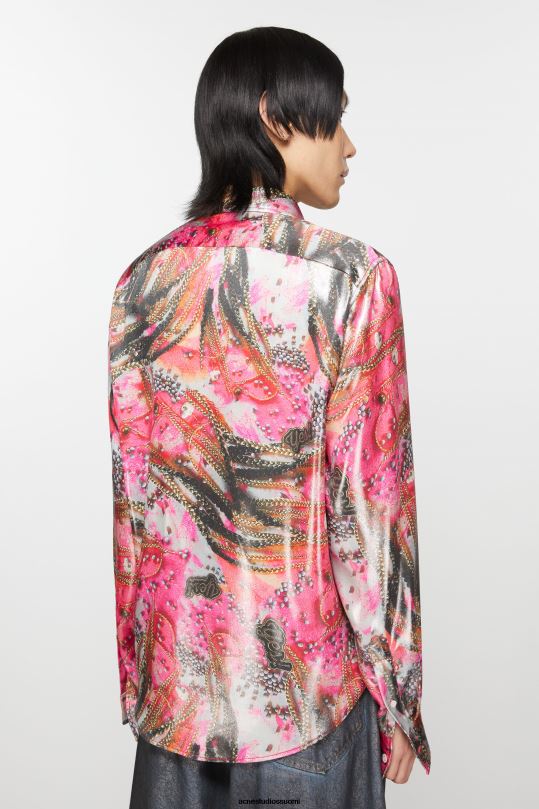Acne Studios vaatteet pinkki monivärinen 0VF2B996 nappipaidan folioprintti