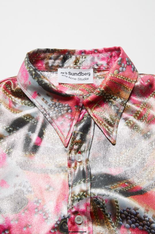 Acne Studios vaatteet pinkki monivärinen 0VF2B996 nappipaidan folioprintti