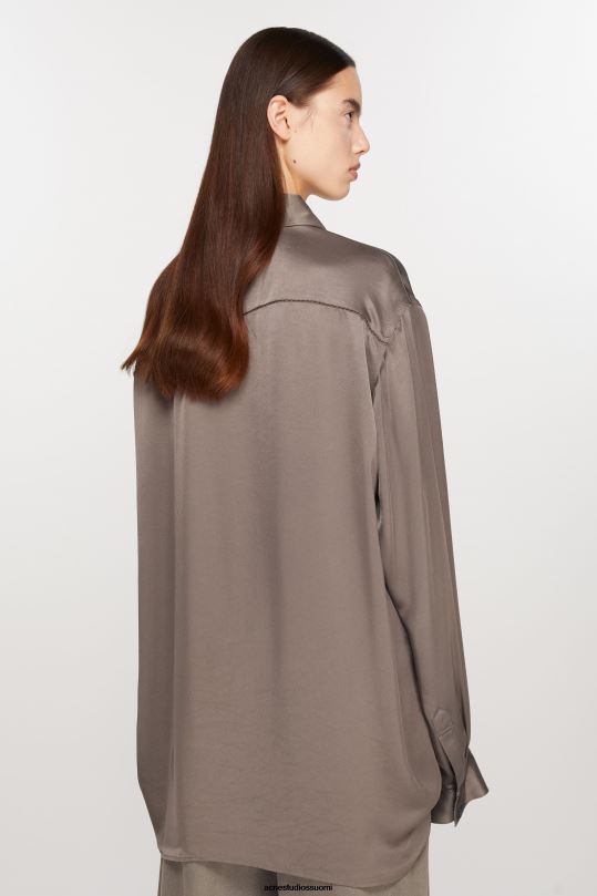 Acne Studios vaatteet setrin vihreä 0VF2B168 satiininen napillinen paita