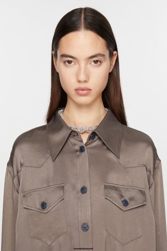 Acne Studios vaatteet setrin vihreä 0VF2B168 satiininen napillinen paita