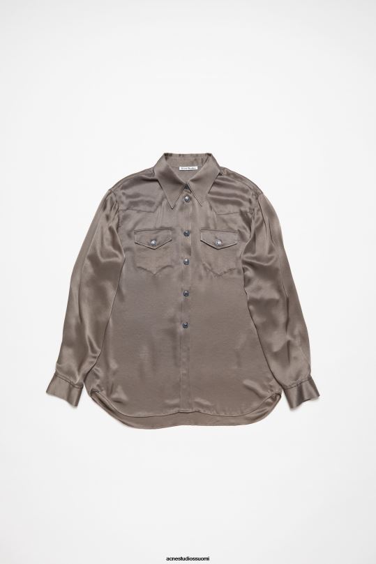 Acne Studios vaatteet setrin vihreä 0VF2B168 satiininen napillinen paita