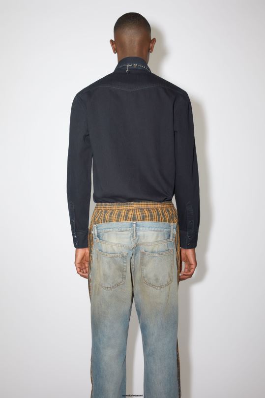 Acne Studios vaatteet sininen musta 0VF2B1007 denim napillinen paita