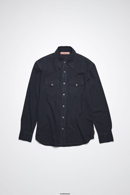 Acne Studios vaatteet sininen musta 0VF2B1007 denim napillinen paita