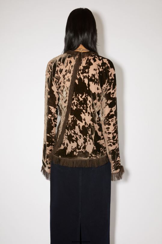 Acne Studios vaatteet suklaanruskea 0VF2B191 samettilehmän print top kiitotien show