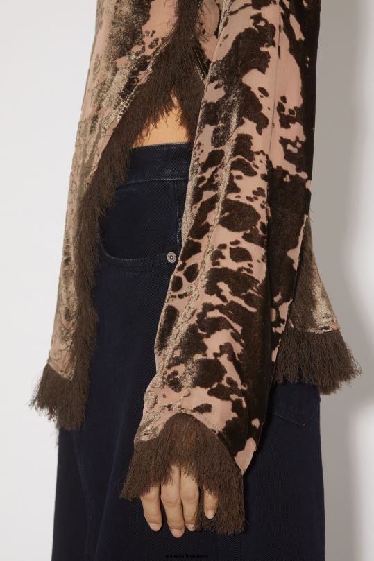 Acne Studios vaatteet suklaanruskea 0VF2B191 samettilehmän print top kiitotien show
