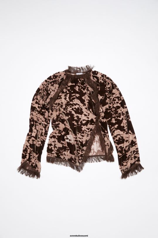 Acne Studios vaatteet suklaanruskea 0VF2B191 samettilehmän print top kiitotien show