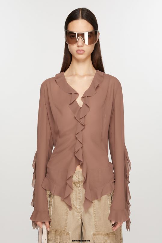 Acne Studios vaatteet toffeen ruskea 0VF2B167 röyhelöpusero