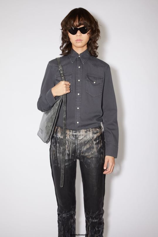 Acne Studios vaatteet tummanharmaa 0VF2B183 denim napillinen paita