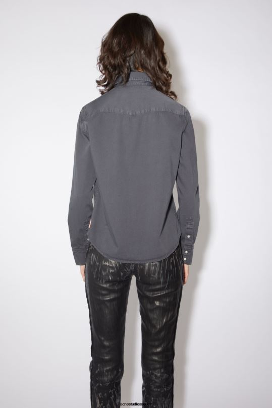Acne Studios vaatteet tummanharmaa 0VF2B183 denim napillinen paita