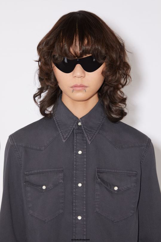 Acne Studios vaatteet tummanharmaa 0VF2B183 denim napillinen paita