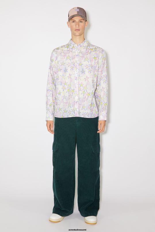 Acne Studios vaatteet vaaleanpunainen/multi 0VF2B1003 painettu nappipaita unisex