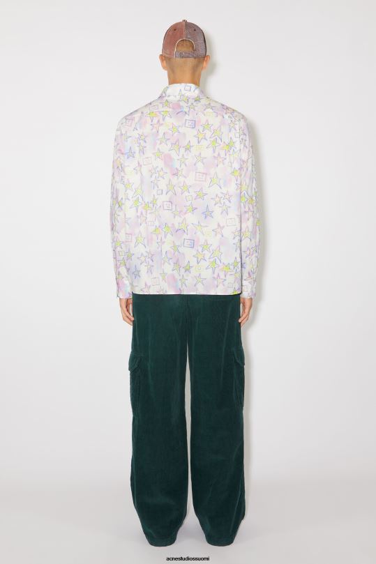 Acne Studios vaatteet vaaleanpunainen/multi 0VF2B1003 painettu nappipaita unisex