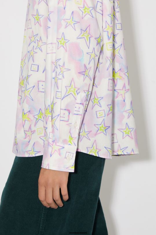 Acne Studios vaatteet vaaleanpunainen/multi 0VF2B1003 painettu nappipaita unisex