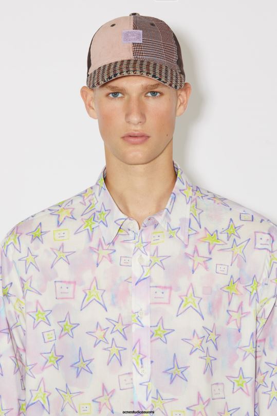 Acne Studios vaatteet vaaleanpunainen/multi 0VF2B1003 painettu nappipaita unisex