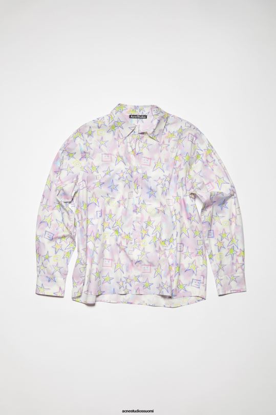 Acne Studios vaatteet vaaleanpunainen/multi 0VF2B1003 painettu nappipaita unisex