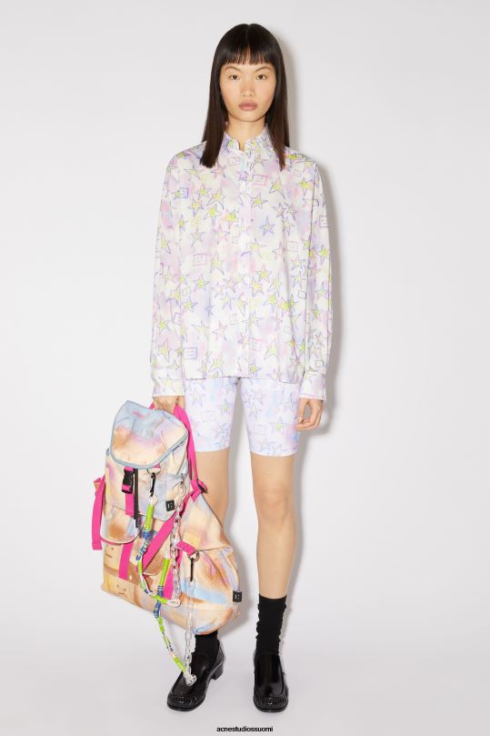Acne Studios vaatteet vaaleanpunainen/multi 0VF2B179 painettu nappipaita unisex