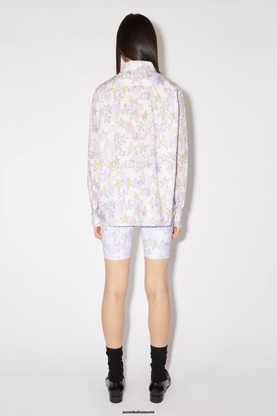 Acne Studios vaatteet vaaleanpunainen/multi 0VF2B179 painettu nappipaita unisex