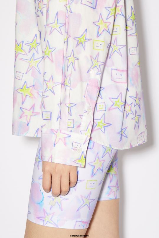 Acne Studios vaatteet vaaleanpunainen/multi 0VF2B179 painettu nappipaita unisex