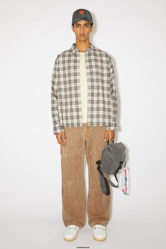 Acne Studios vaatteet valkoinen musta 0VF2B1002 flanelliruudullinen nappipaita unisex