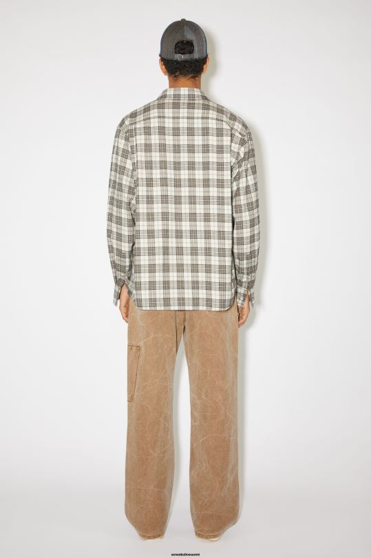Acne Studios vaatteet valkoinen musta 0VF2B1002 flanelliruudullinen nappipaita unisex