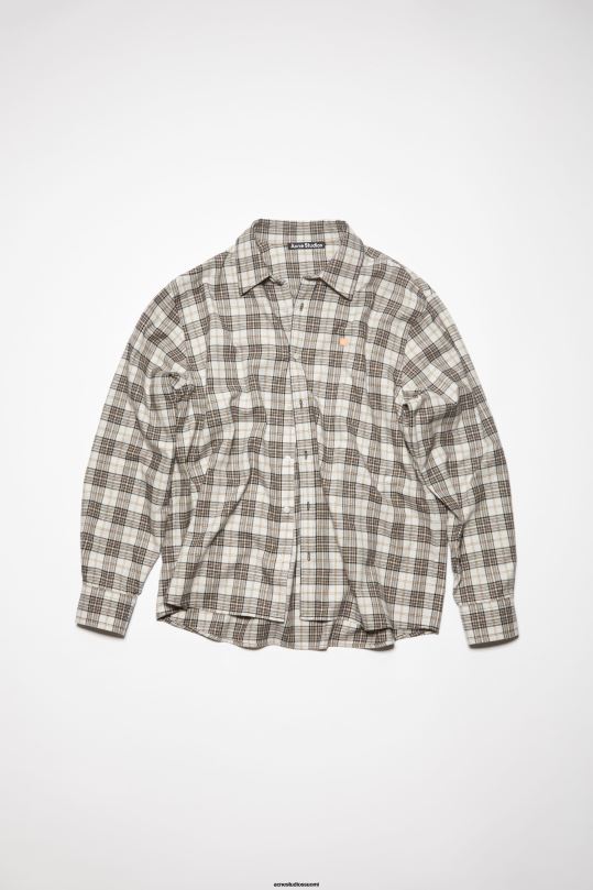 Acne Studios vaatteet valkoinen musta 0VF2B1002 flanelliruudullinen nappipaita unisex