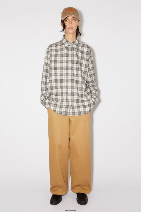 Acne Studios vaatteet valkoinen musta 0VF2B180 flanelliruudullinen nappipaita unisex