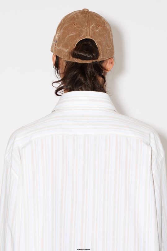 Acne Studios vaatteet valkoinen/ruskea 0VF2B176 raidallinen napillinen paita unisex
