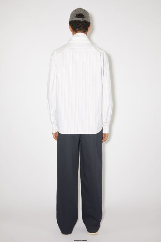 Acne Studios vaatteet valkoinen/ruskea 0VF2B999 raidallinen napillinen paita unisex