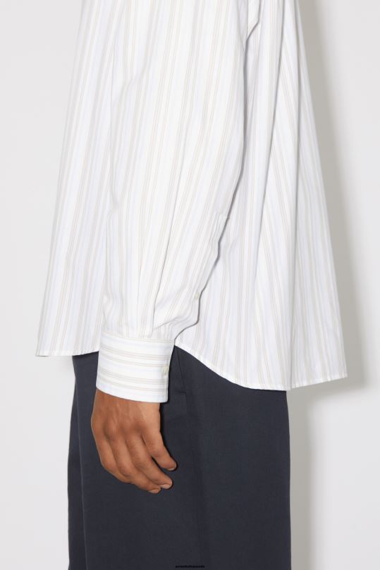 Acne Studios vaatteet valkoinen/ruskea 0VF2B999 raidallinen napillinen paita unisex