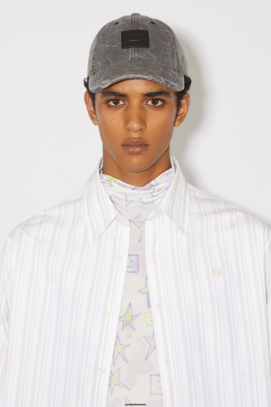 Acne Studios vaatteet valkoinen/ruskea 0VF2B999 raidallinen napillinen paita unisex